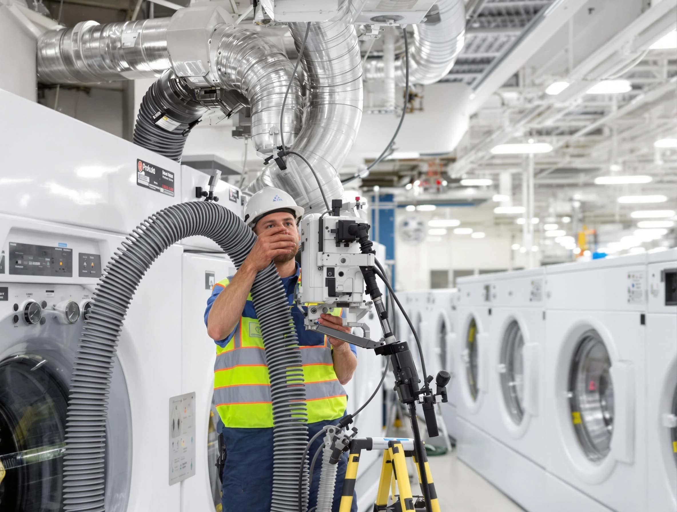 West Point Dryer Vent Cleaning team performing commercial-grade dryer vent cleaning at a business facility in West Point