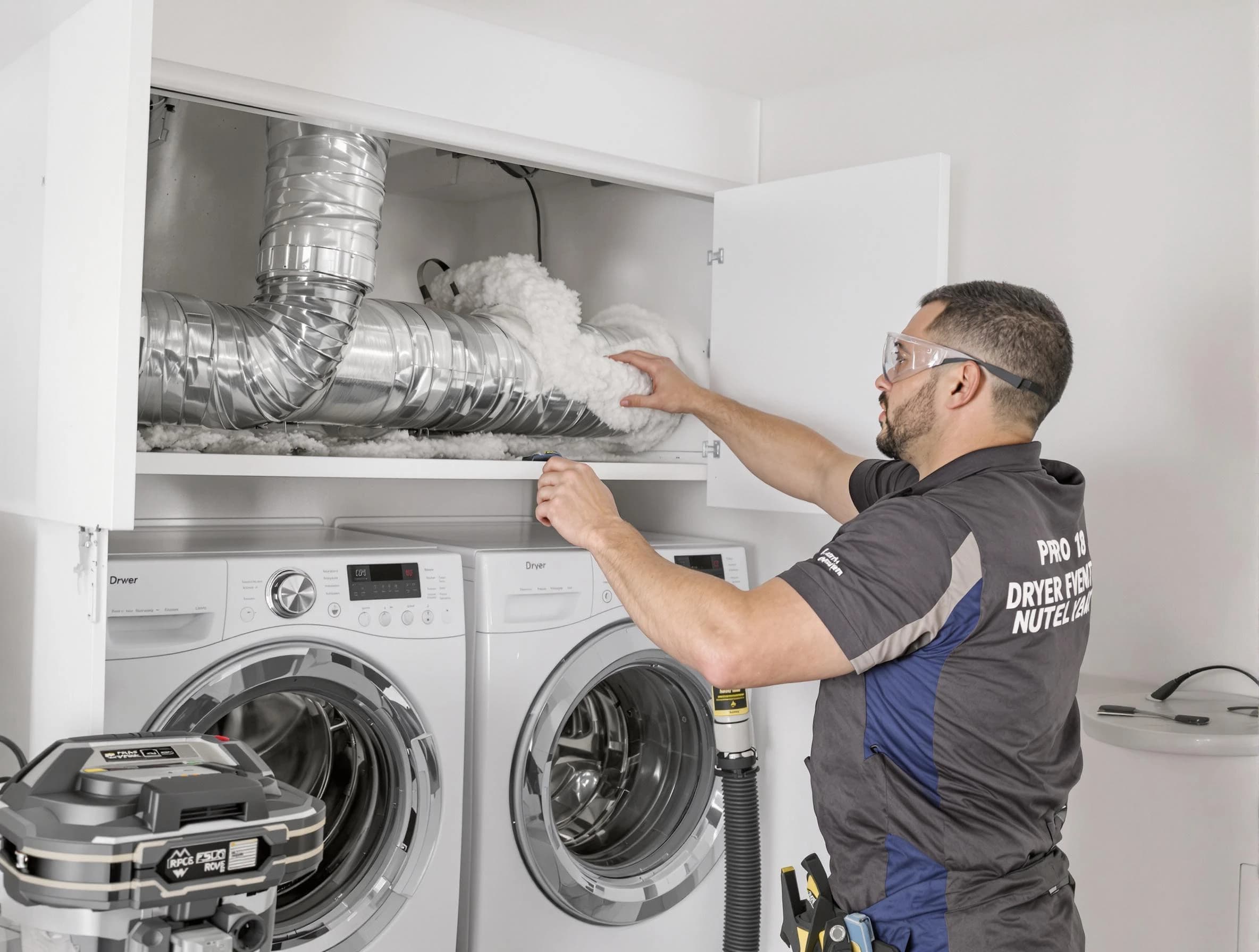 West Point Dryer Vent Cleaning certified technician performing specialized gas dryer vent cleaning in West Point
